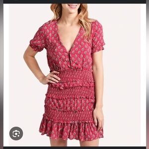 Olivaceous Tiered floral deep v dress size M